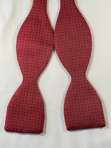 Pajarita vintage de seda estampada Acko - rojo/azul marino pin-dots - Imagen 1 de 4