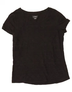 L.L.BEAN Womens T-Shirt Top UK 10 Small Black Argyle/Diamond Cotton AN05 - Picture 1 of 3