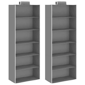 2x Hängeaufbewahrung Schrank Grau Weiß 6 Fächer faltbar Stoff Organizer - Bild 1 von 14