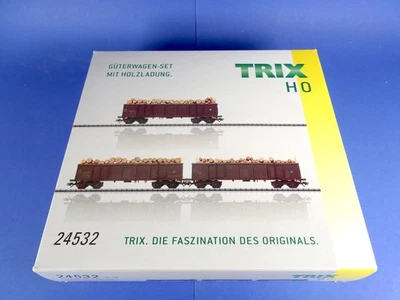 *TRIX H0 24532: ÖBB 3-tlg. Hochbordwagen-Set mit Holzladung - Bild 1 von 4