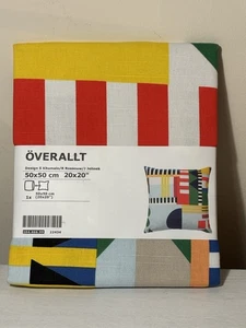 NEW IKEA OVERALLT Multicoloured COTTON LINEN 20x20 Abstract Cushion Cover - Picture 1 of 6