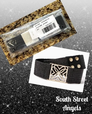 LILLY PULITZER ~ BLACK (NOIR)  ~ ARTA STRETCH RAFFIA BELT ~ NEW IN PKG ~ L / XL - Image 1 of 4