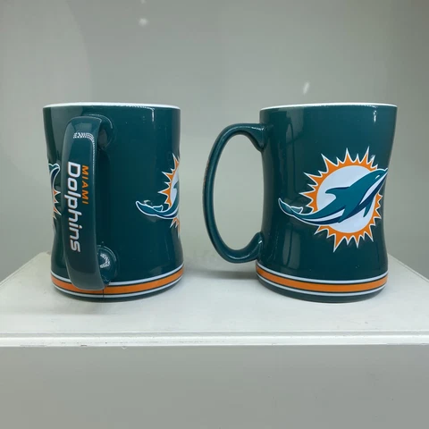 Miami Dolphins 14 oz Sculpted Relief Boelter Brand Coffee Mug NFL Cover