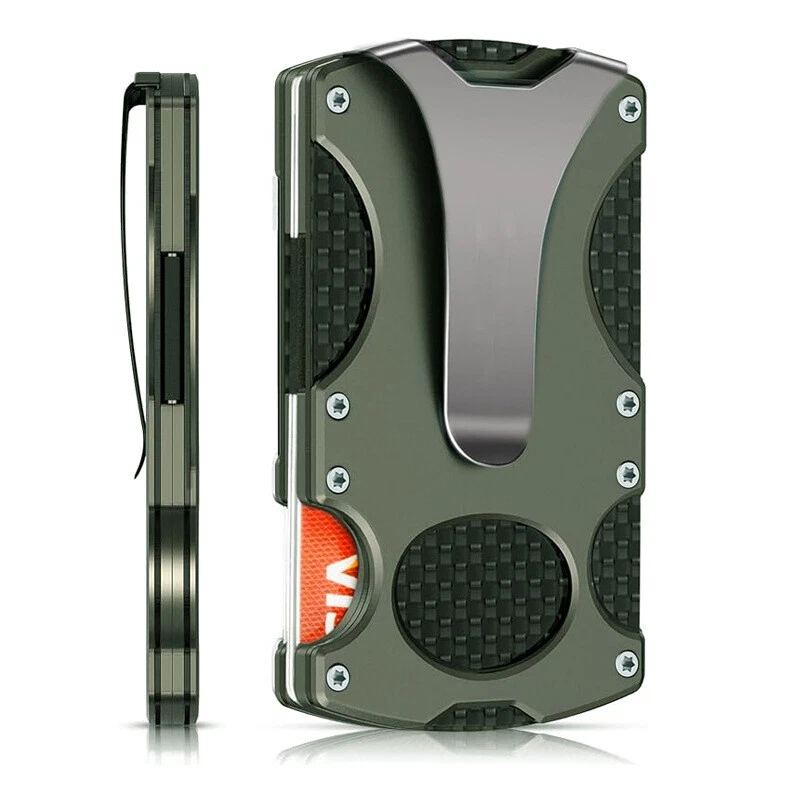 Tactical Wallet Carbon Fiber Money Clip RFID Blocking ID Credit Card Holder - Image 1 of 4