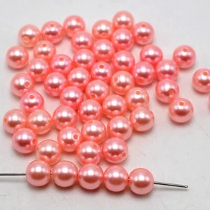 100 Pcs 10mm Plastic Faux Pearl Round Beads Pink Imitation Pearl Craft Jewelry - Picture 1 of 6