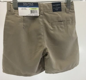 Nautica Boys School Uniform Shorts Flat Front Adjustable Waist Khaki Size 4 NWT - Picture 1 of 6