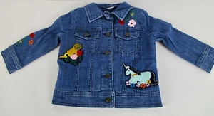 Hanna Andersson Girls Sherpa Lined Novelty Denim Jacket With Appliques NWT - Picture 1 of 6