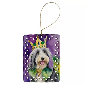 Bearded Collie King Queen of Mardi Gras Porcelain Ornament DAC4733CO2 - Picture 1 of 3