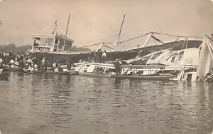 LP84 Columbia Riverboat Katastrophe Missouri Illinois River 1918 Postkarte - Bild 1 von 2