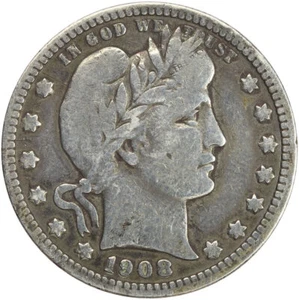 1908-S Barber Quarter - Looks VG/F Details Cleaned - Full "LIBERTY" - Picture 1 of 2