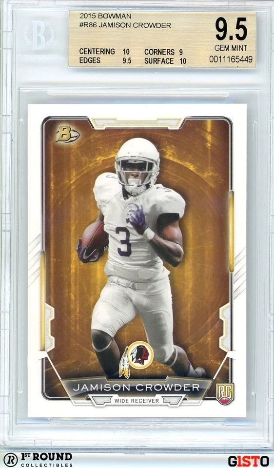 POP 1: Jamison Crowder RC BGS 9.5: 2015 Bowman Rookie Card Gisto #86 - Image 1 of 3