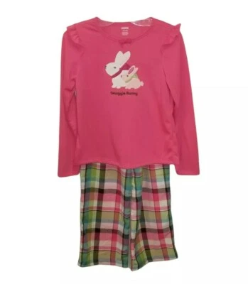 Gymboree Girl 7/8 Pink Plaid Snuggle Bunny Pajama Set - Image 1 of 4