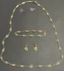 Vintage 1970'S-80'S Trifari "C" Goldtone Filigree Necklace, Bracelet,Earring Set