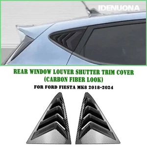 Carbon Look Rear Window Side Louver Shutter Trim For Ford Fiesta MK8 2018-2024 - Picture 1 of 7