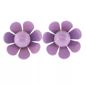 ITS SENSE Enamel Flower Earrings, Lavender - Picture 1 of 2