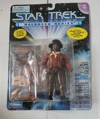 Star Trek Holodeck Series Sheriff Worf Playmates Action Figure 1995 Skybox New - Image 1 of 2