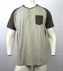 ¡NUEVO! MTL HOMBRE MANGA CORTA CAMISETA DE BOLSILLO MARRÓN BEIGE TALLA GRANDE - Imagen 1 de 4