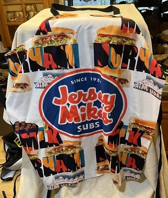 Jersey Mikes Subs New all over print Apron & white baseball Hat cap - Image 1 of 4