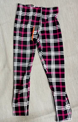 Leggings femininas NO BORDERS tamanho médio (7-9) xadrez rosa/preto/branco no tornozelo W26 L26 - Imagem 1 de 4