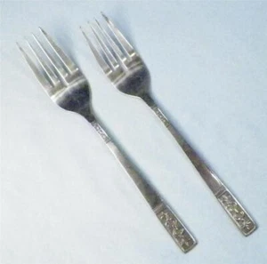2 Forchette per Insalata Cortina Inox Interpur Giappone Texturizzate Accenti Neri Vintage - Foto 1 di 5