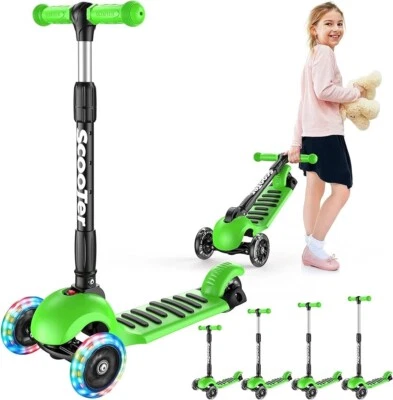 BANNE Kids Scooter Child Kick Flashing LED Light Up 3 Wheel Push Adjustable Folding Gr