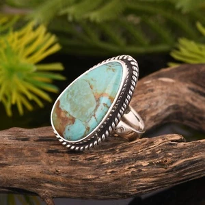 Exquisite Kingman Turquoise Ring, Blue Cocktail Ring, 925 Silver Ring For Her - Picture 1 of 9