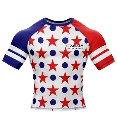 USA BJJ RashGuard Jiujitsu US FLAG Rashguard Training MMA Grappling Rashguard - Image 1 of 4