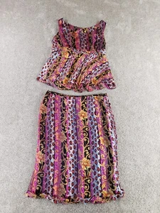 Vintage Designer Barbara Bates 2 Piece Set Large Colorful Artsy Top & Skirt - Picture 1 of 22