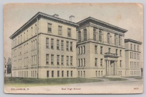 Postcard Columbus Ohio OH East High School East Broad Street Posted 1910 - Picture 1 of 2