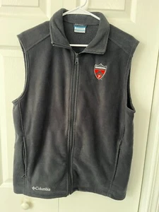 Columbia Princeton University Mens Gray Fleece Vest Zip Pockets M Excellent Cond - Picture 1 of 2