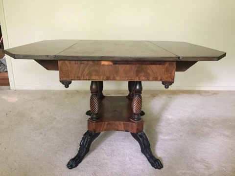 antique empire carved claw lion foot drop leaf table sheraton victorian federal Cover