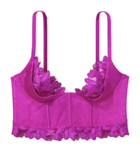 VICTORIA'S SECRET FLORAL BESTICKT VIERTELSCHALEN-KORSETT. FUCHSIA FARBE. Neu mit Etikett - Bild 1 von 10