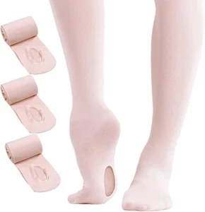 3 Pairs Kids Girls Ballet Tights Pantyhose Soft Stretch Dance Transition Footed - Picture 1 of 14
