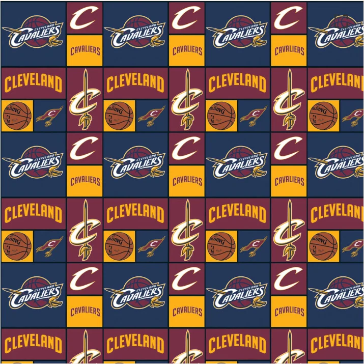 NBA Cleveland Cavaliers Block Cotton Fabric by the Yard - Image 1 of 1
