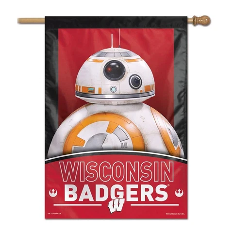University of Wisconsin Badgers Stars Wars Vertical House Banner BB8 Cover