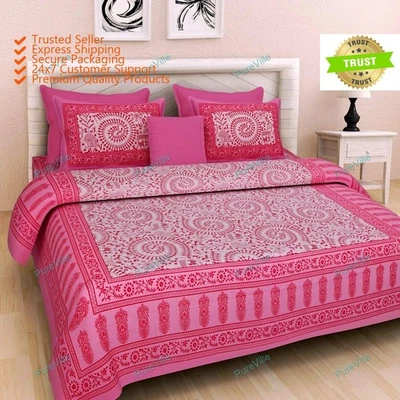 Floral Pattern Double Bed Sheet With 2 Reference Pure Cotton Valentine Gift - Image 1 of 4