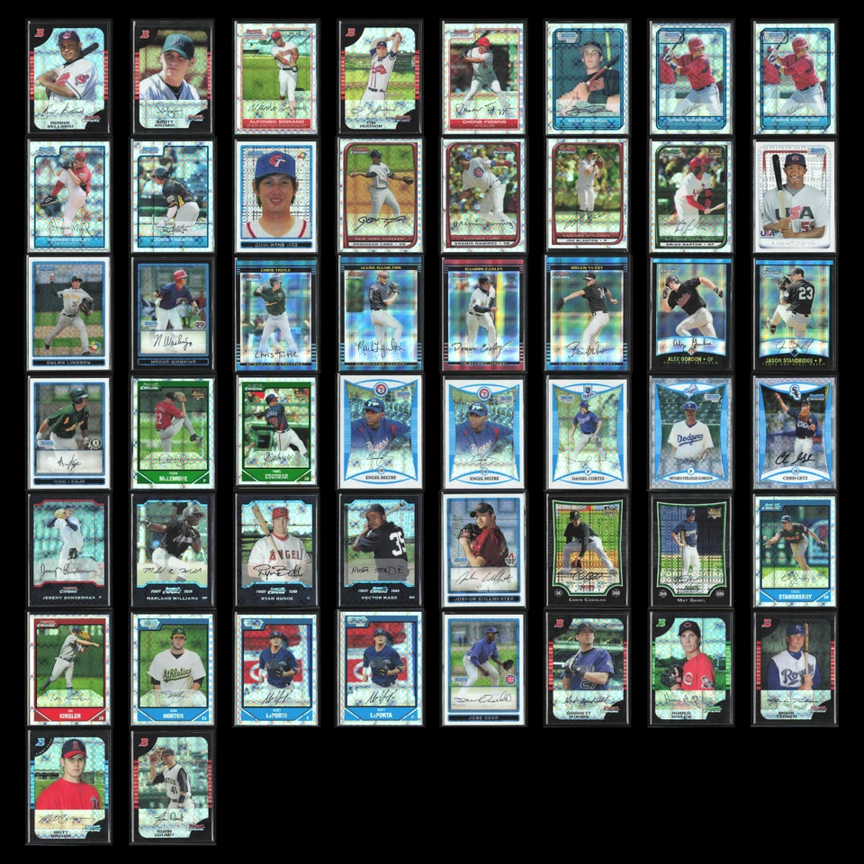 Lote de 50 tarjetas de béisbol Bowman cromadas X-Fractor #'d distribuidor a granel al por mayor surtidas Foto 1 de 4