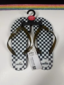Daytona International Speedway karierte Flip-Flops neu mit Etikett Damen XL - Bild 1 von 3