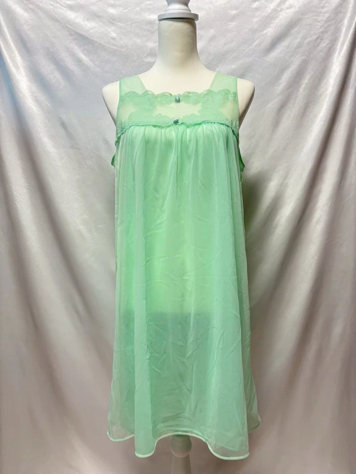 Vestido Lencería Vintage Años 60 Verde Lechoso EE. UU. Hada Coqueta Elegante Kawaii Y2K Foto 1 de 4