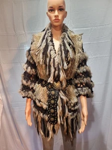 525 America Knit Rabbit Fur Jacket Size S/M - Picture 1 of 7