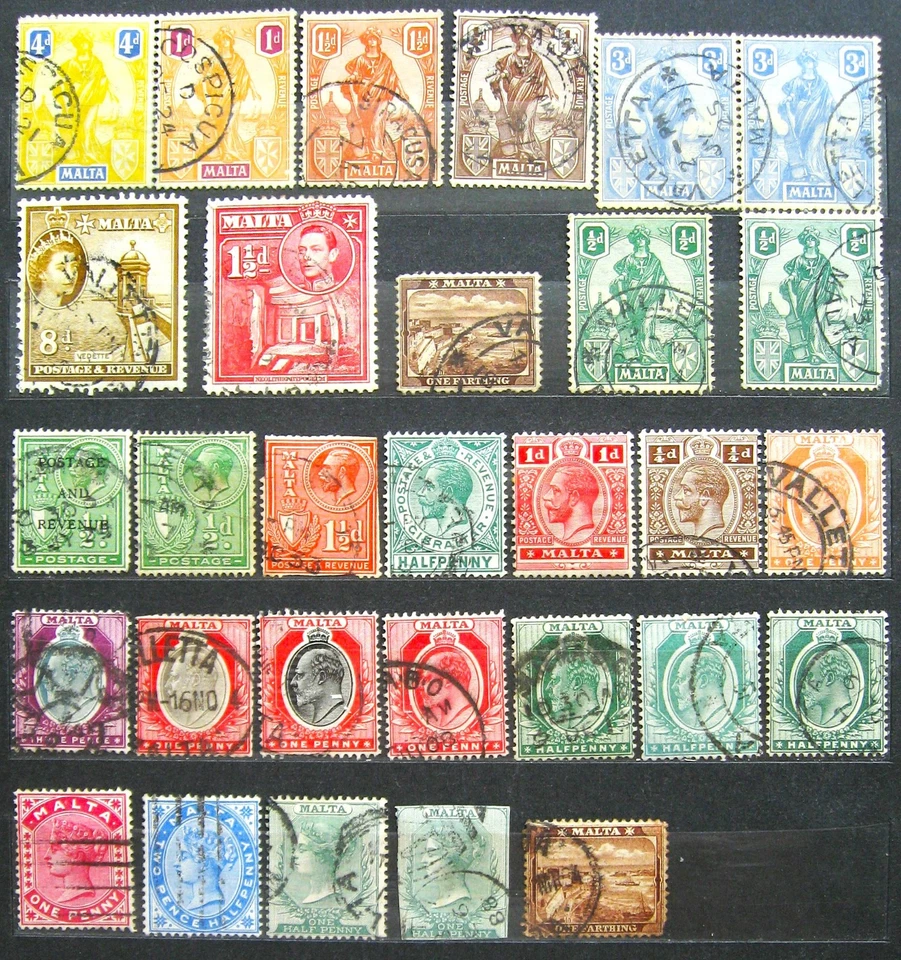 Gran Bretaña, colonias, Malta, sellos antiguos usados Foto 1 de 1