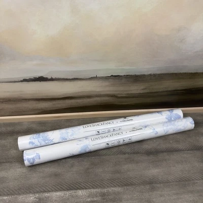 LoveShackFancy Everblooming Rosettes Blue Bella Ribbon Peel and Stick Wallpaper - Image 1 of 4