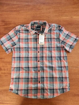 Prana Slim Fit Organic Blend Plaid Short Sleeve Button Up Shirt Men Large NWT - Image 1 of 4