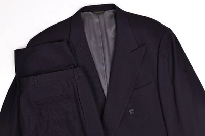 Vintage Nino Cerruti Navy Wool Double Breasted Suit 48 R Pleated Pants 36x30 - Image 1 of 4