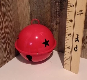 VINTAGE GRANDE JINGLE ROSSO METALLO / CAMPANA SLITTA ornamento - - Foto 1 di 1