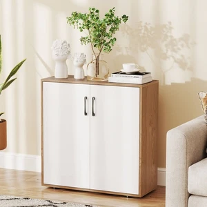 Coffee Bar Cabinet 2-Door Kitchen Storage Cabinet w/ 5-Position Adjustable Shelf - Picture 1 of 10