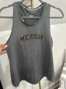 Champion MICHIGAN Women’s Gray Cross Twist Back Tank Top UofM Workout Small - Picture 1 of 5