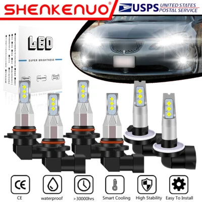 For Pontiac Grand Prix 2004-2008 6X LED Headlights Hi/Lo Beam Fog Light Bulbs LX - Image 1 of 4