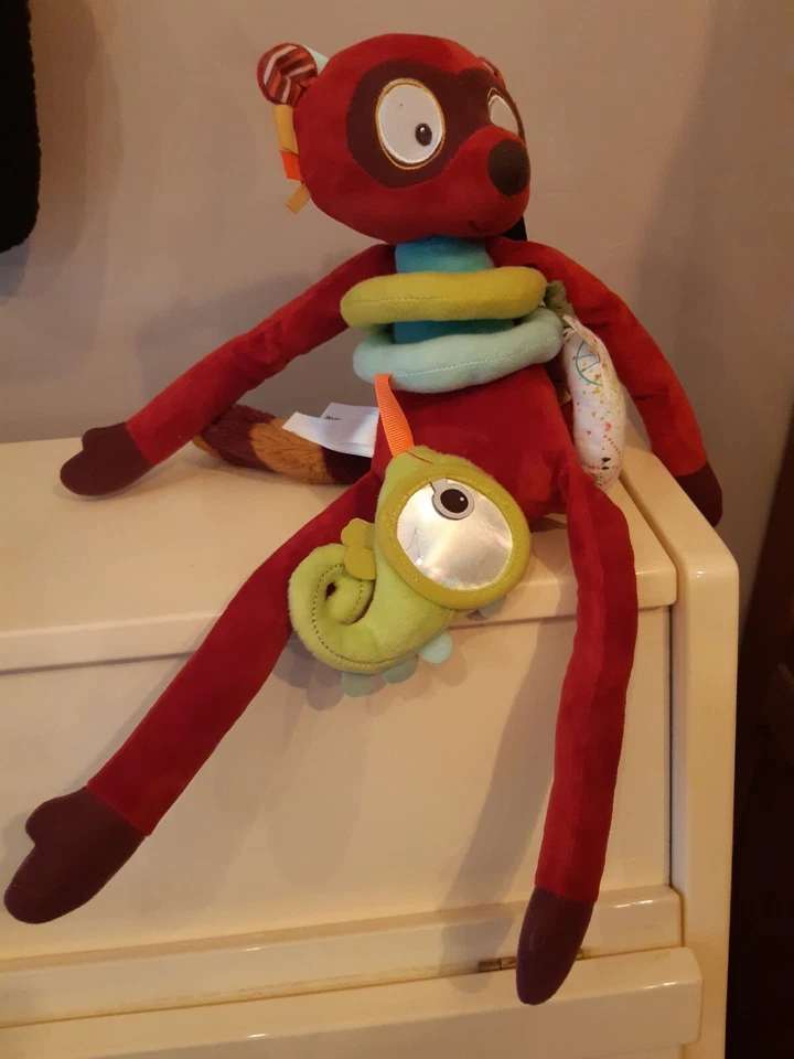 Doudou pantin d'activité éveil Georges le lémurien LILLIPUTIENS , TBE - Photo 1/3