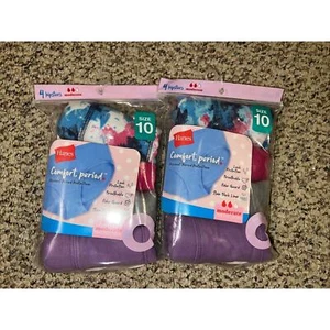 2 Hanes Girls Hipsters Size 10 - 4Pack Comfort, Period Moderate Protection - Picture 1 of 2